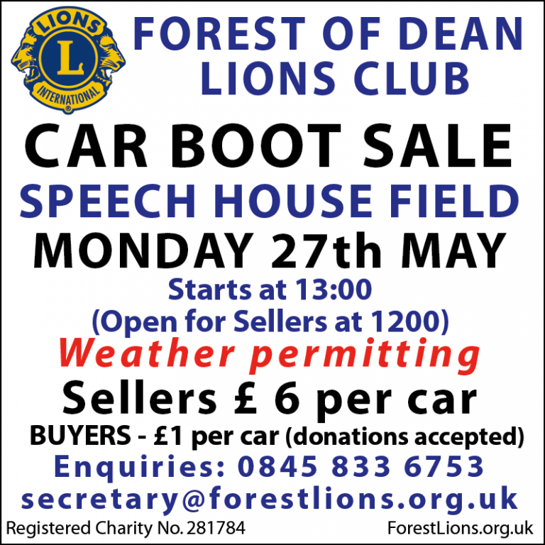 Speech House Car Boot Sale May 2019 Forest of Dean Lions Club (CIO)